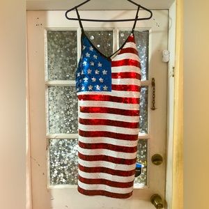 Sequined American flag dress